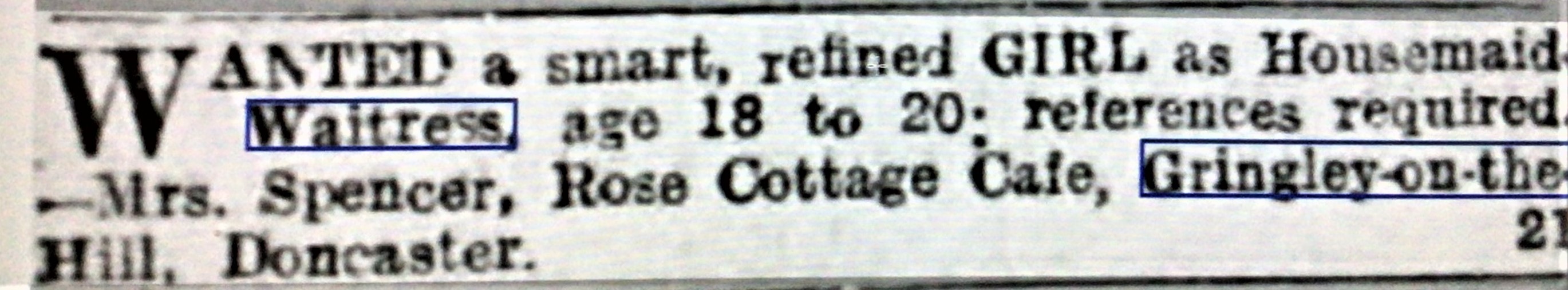 Rose Cottage Advert for staff